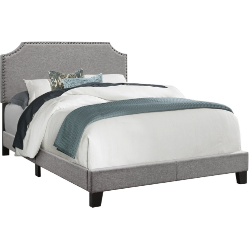 Full Bed in Grey Linen w/ Chrome Trim